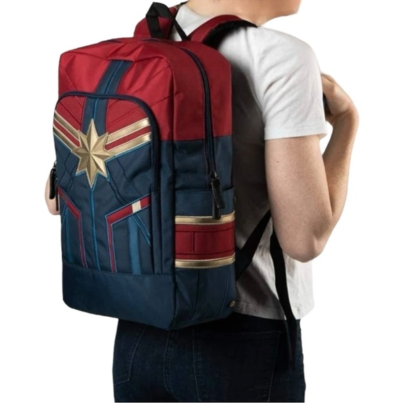 Captain Marvel Suitup Backpack Superhero School Book Bag Padded Laptop Sleeve - Picture 1 of 16